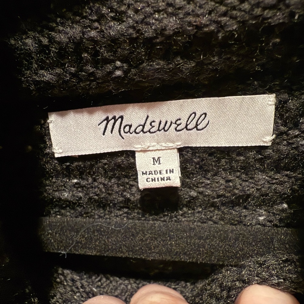 Madewell Ribbed Turtleneck Sweater Medium Black Oversized Cozy Knit Pullover - Picture 2 of 3